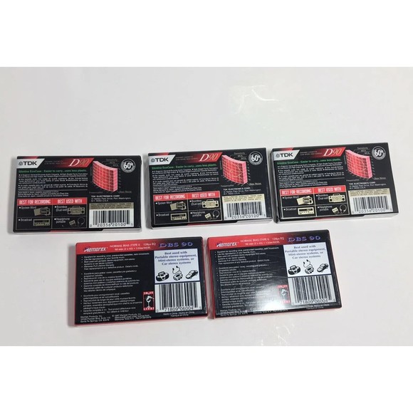 TDK D90 & Memorex DBS Cassette Tapes - Lot Of 5 - 90 Min Blank Audio High Output - Picture 3 of 7